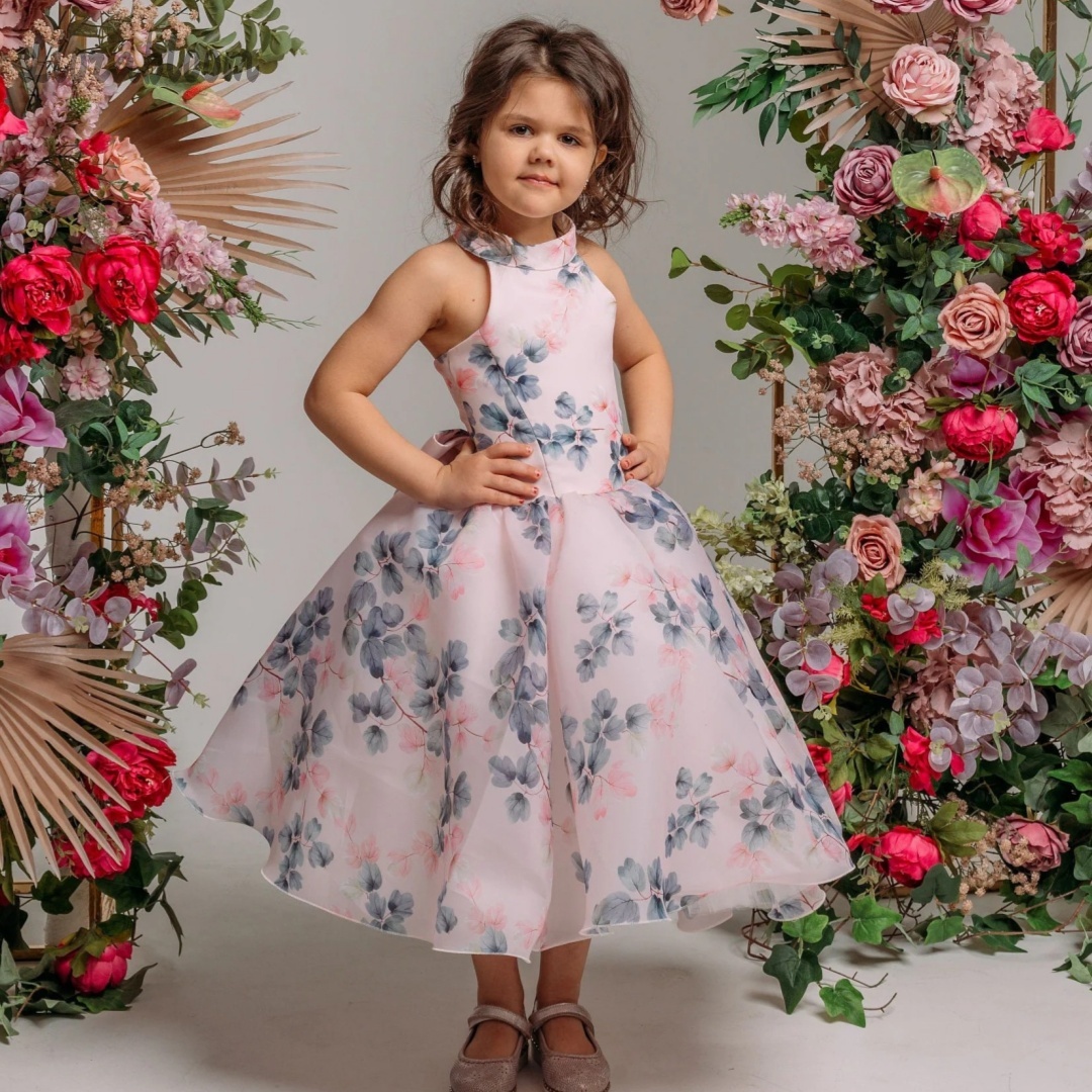 Formal Attire Woman - Girls' Custom-Printed Formal Dress Halter-Neck Dress