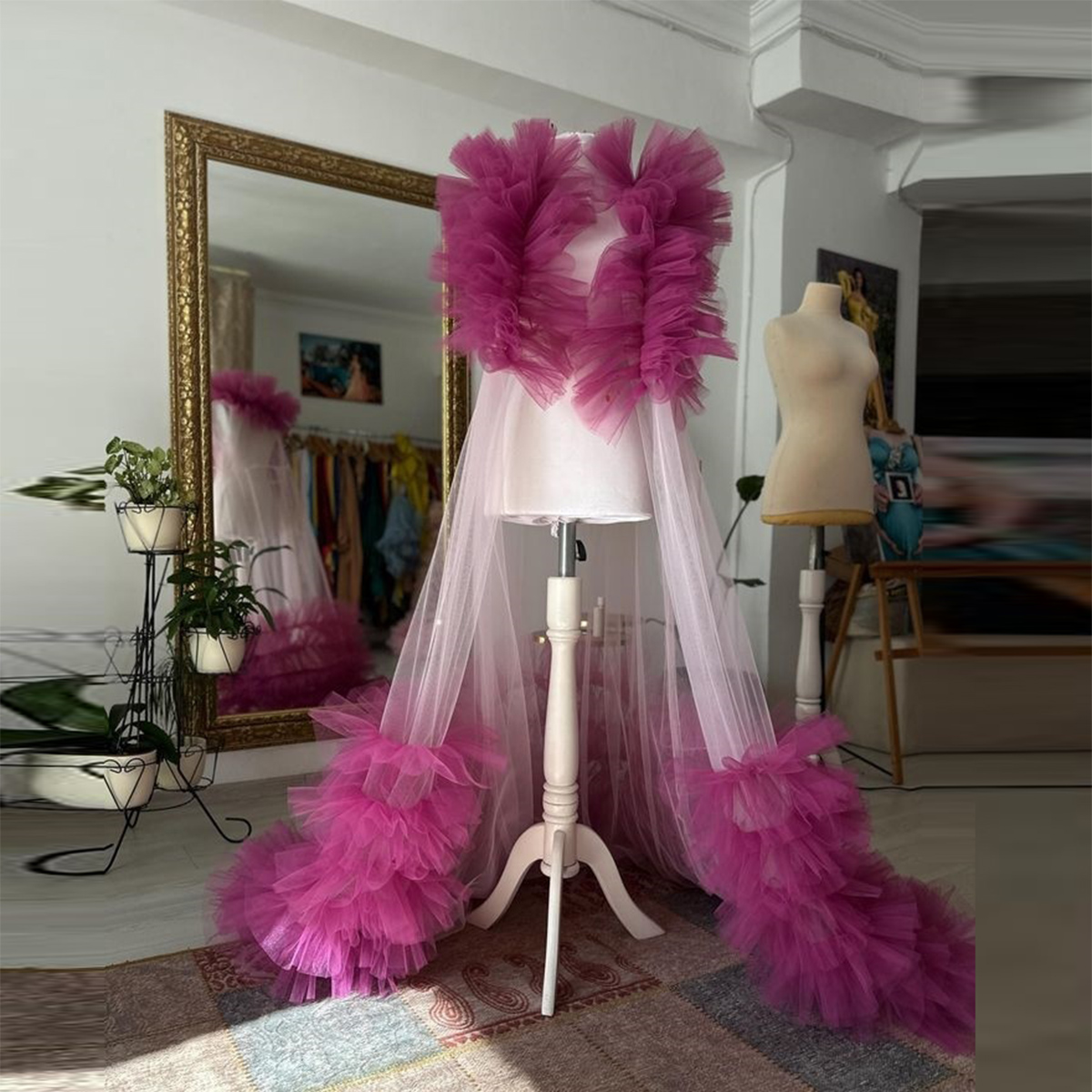 Charming Ruffles Tulle Long Ca - đánh giá và giá Women Formal Wear Photoshoot