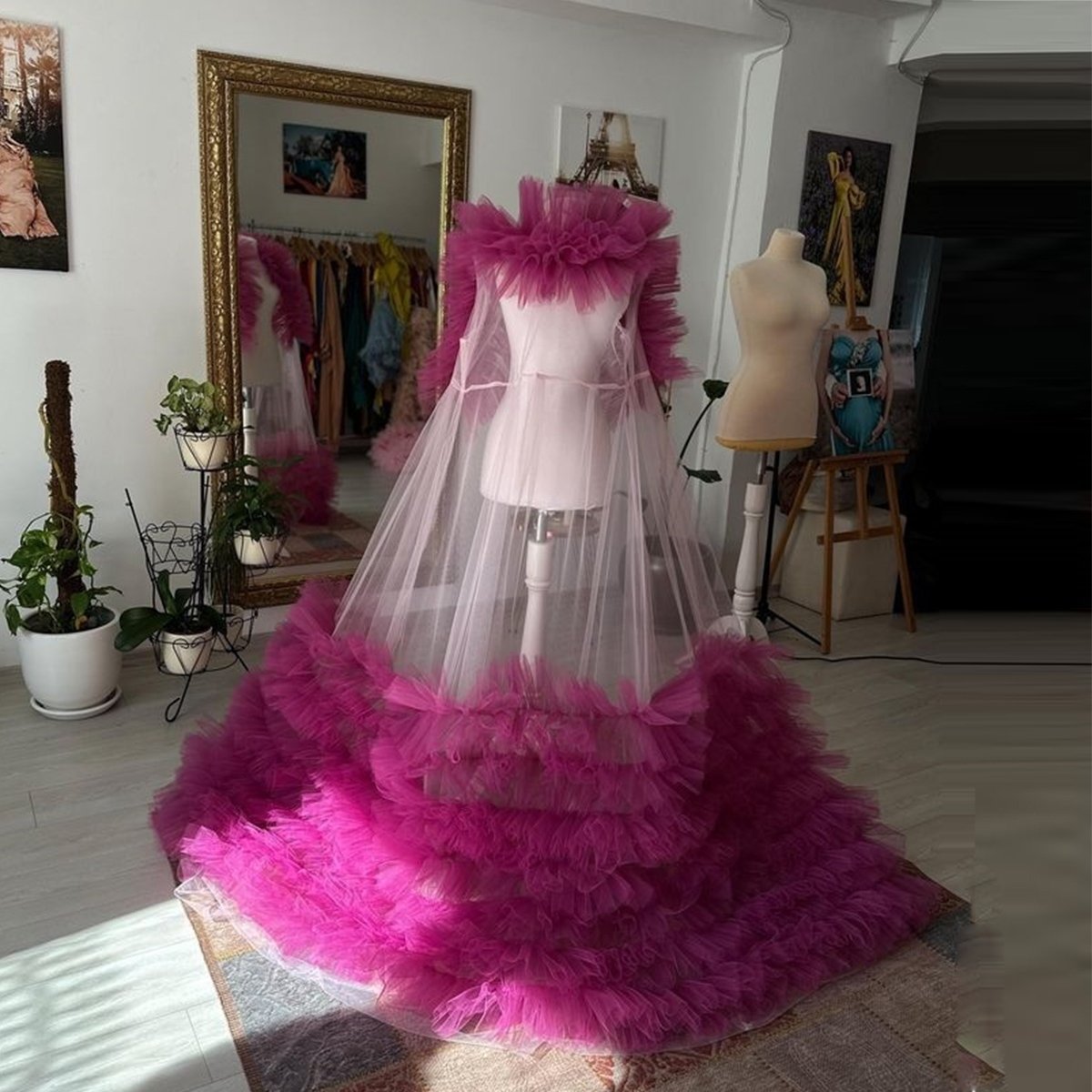 Charming Ruffles Tulle Long Ca - đánh giá và giá Women Formal Wear Photoshoot
