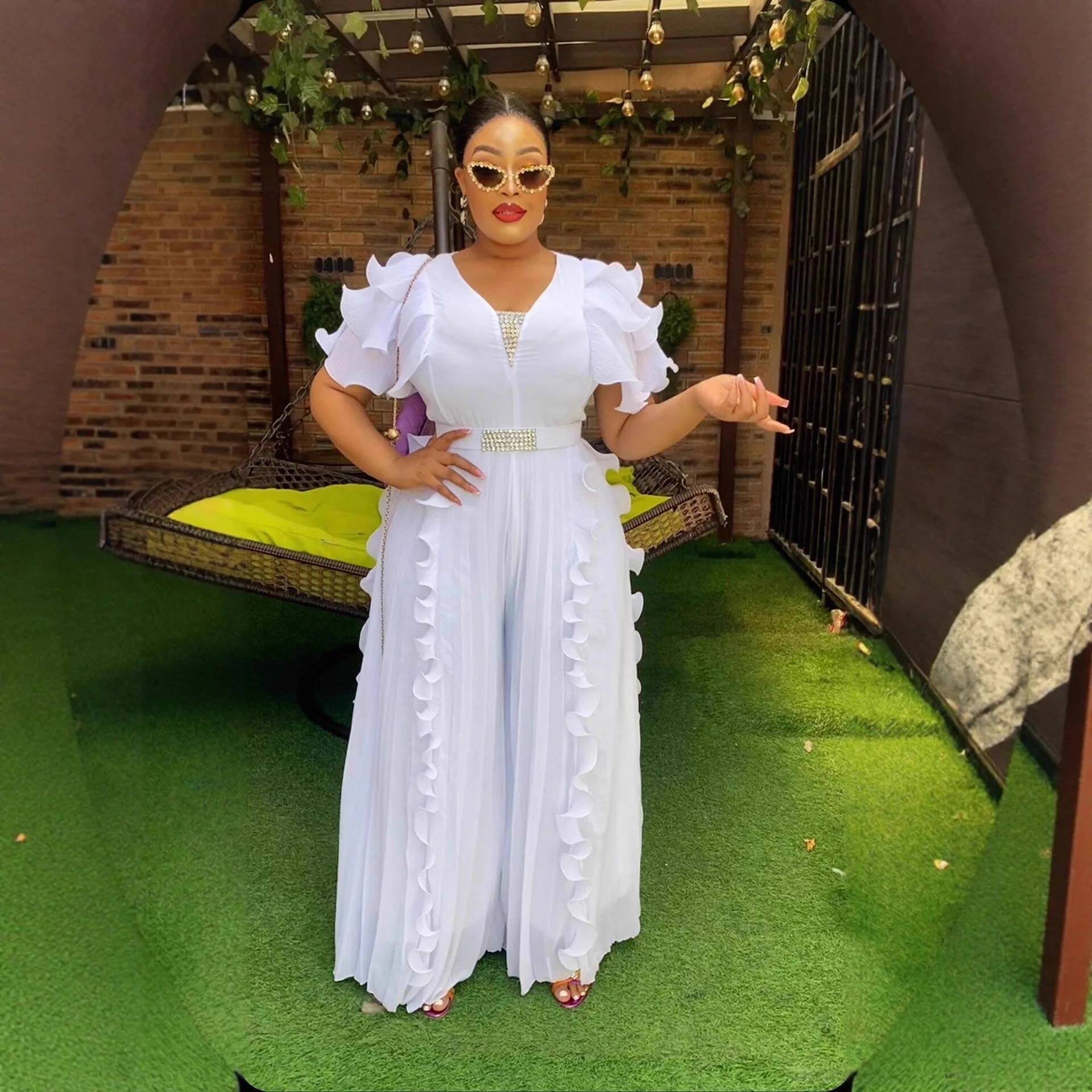 Plus Size Women's V-neck Ruffl - đánh giá và giá Women Formal Wear For Office