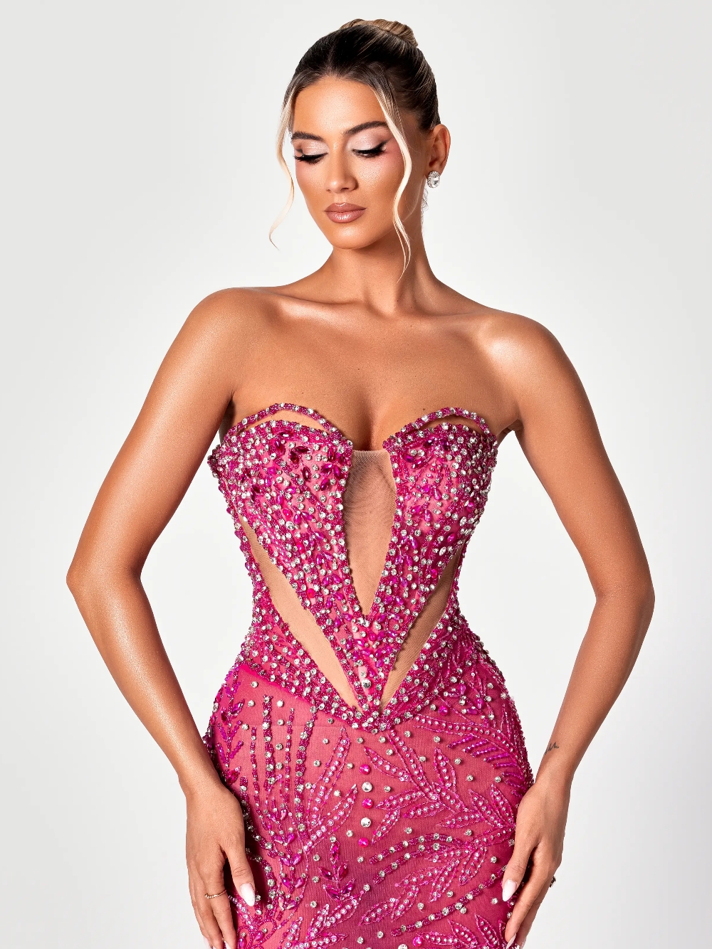 Fuchsia Cut Out Sweet Evening  - đánh giá và giá Formal Gala Wear Women