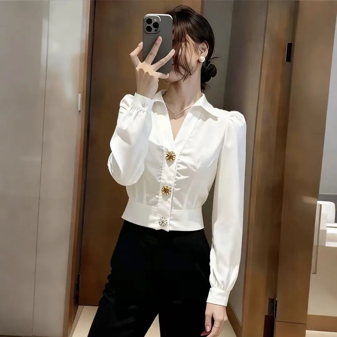 Elegant White Shirt V Neck Blo - đánh giá và giá Women'S Formal Wear Blouse