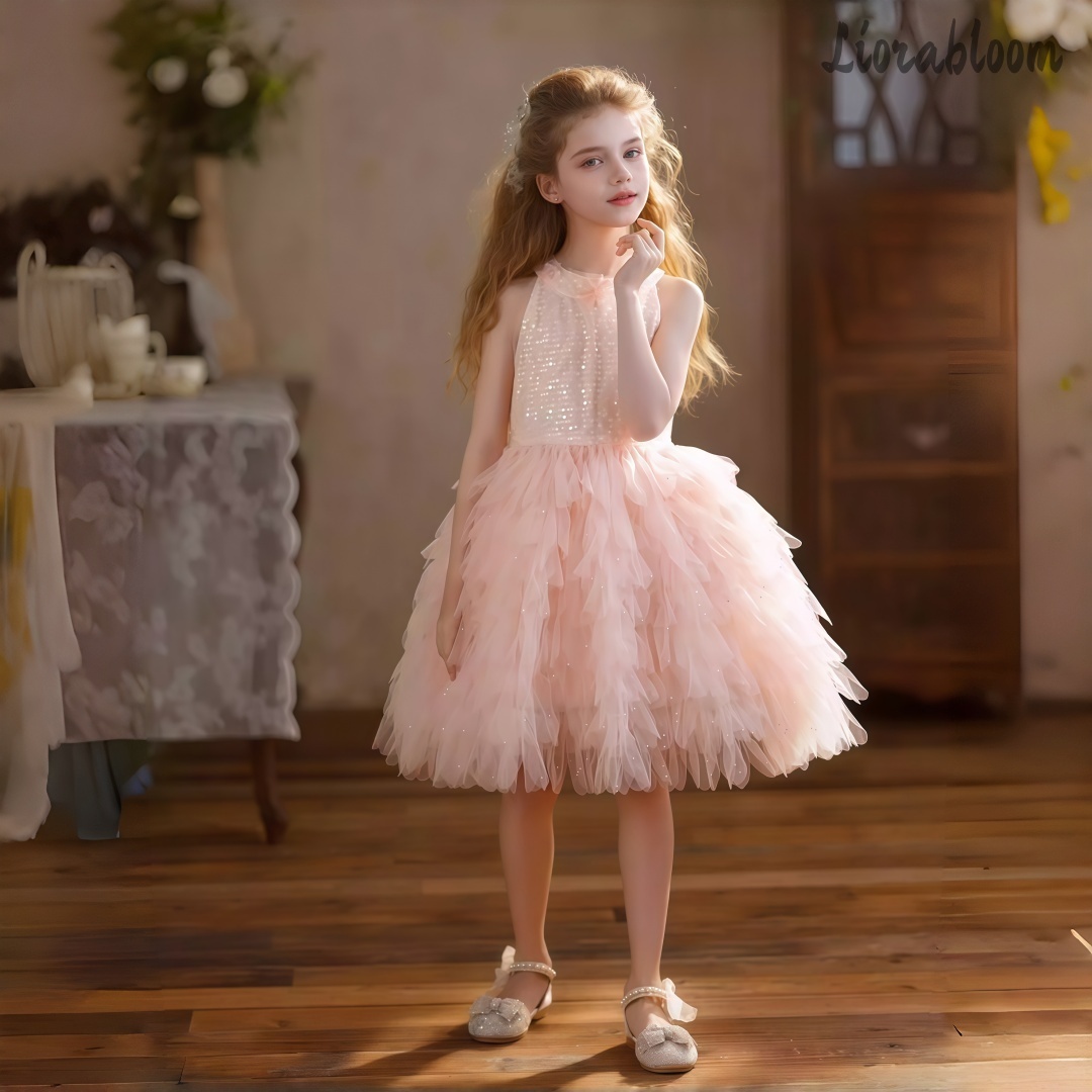 Girls' Pink Halter Dress Flora - đánh giá và giá Formal Attire Woman