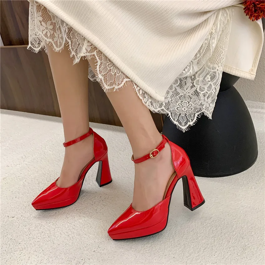 Red Black Patent Leather Platf - đánh giá và giá Women Formal Wear For Office