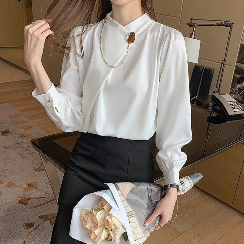 Solid Color Elegant Long Sleev - đánh giá và giá Women'S Formal Wear Blouse