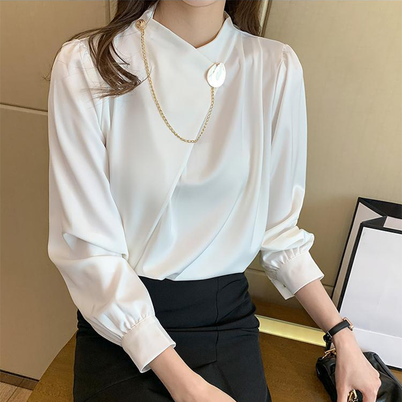 Solid Color Elegant Long Sleev - đánh giá và giá Women'S Formal Wear Blouse