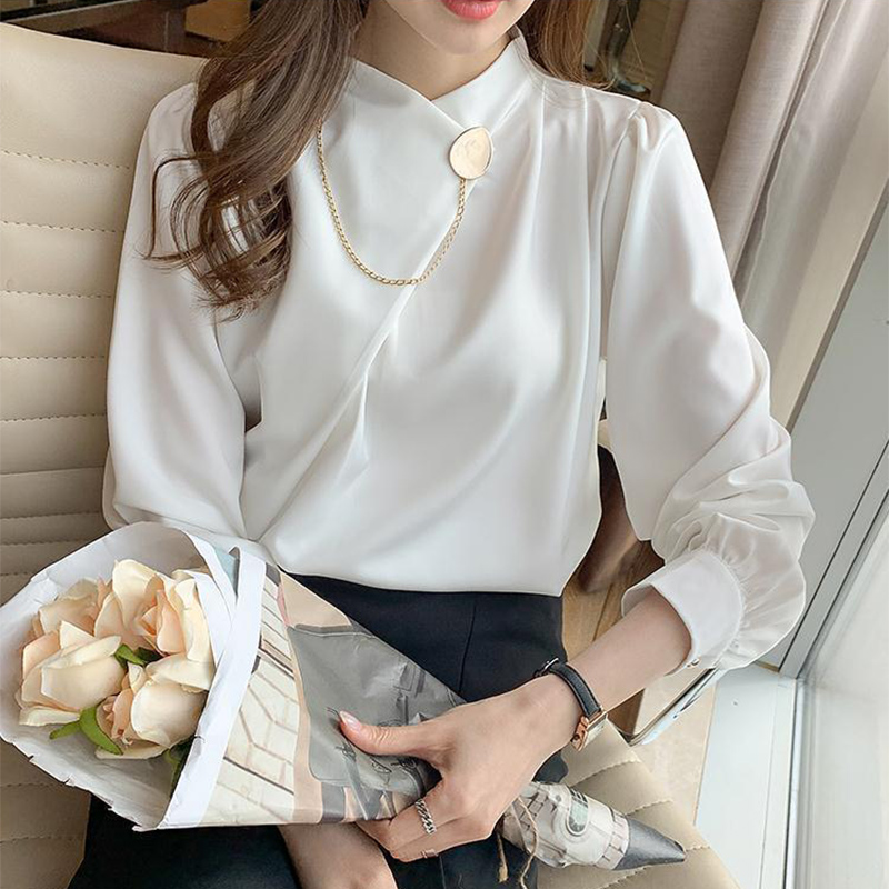Solid Color Elegant Long Sleev - đánh giá và giá Women'S Formal Wear Blouse