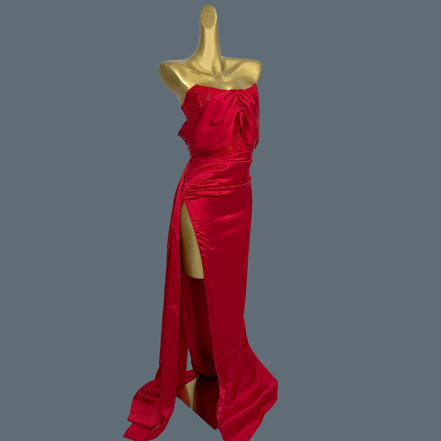 Red Silks Satins Floor-length  - đánh giá và giá Women Formal Wear Photoshoot
