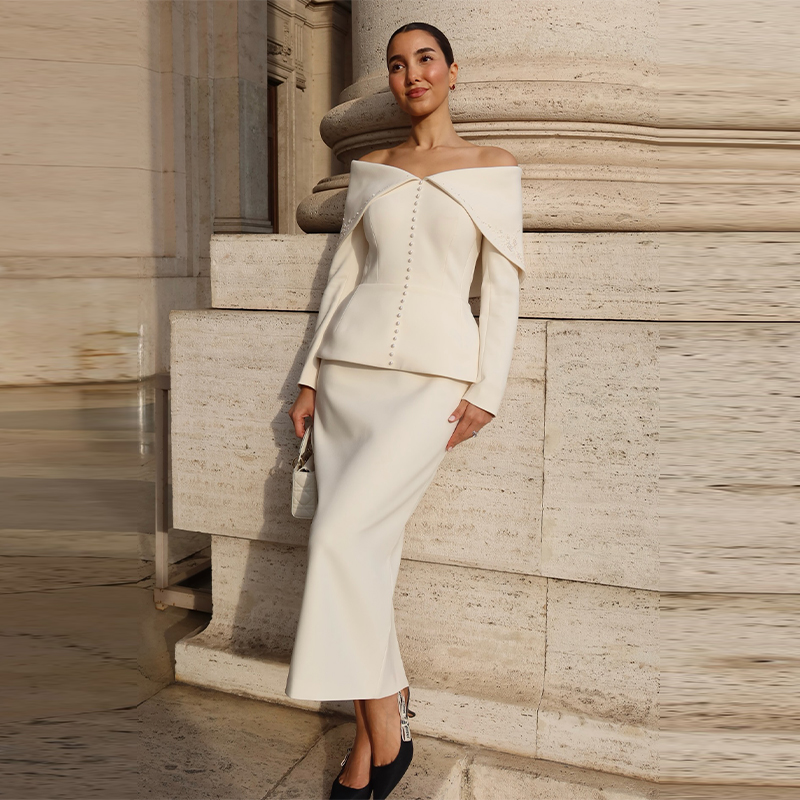 Elegant French White Peplum Tw - đánh giá và giá Women Formal Wear For Office