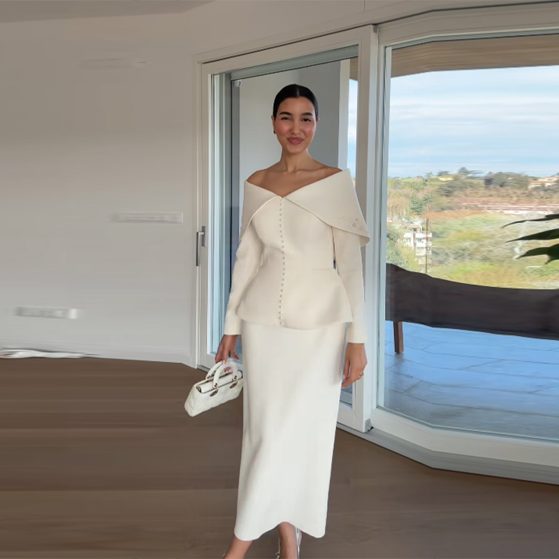 Elegant French White Peplum Tw - đánh giá và giá Women Formal Wear For Office