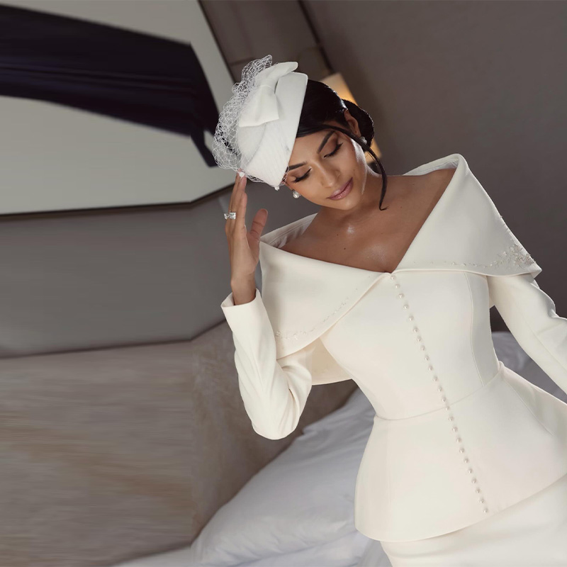 Elegant French White Peplum Tw - đánh giá và giá Women Formal Wear For Office