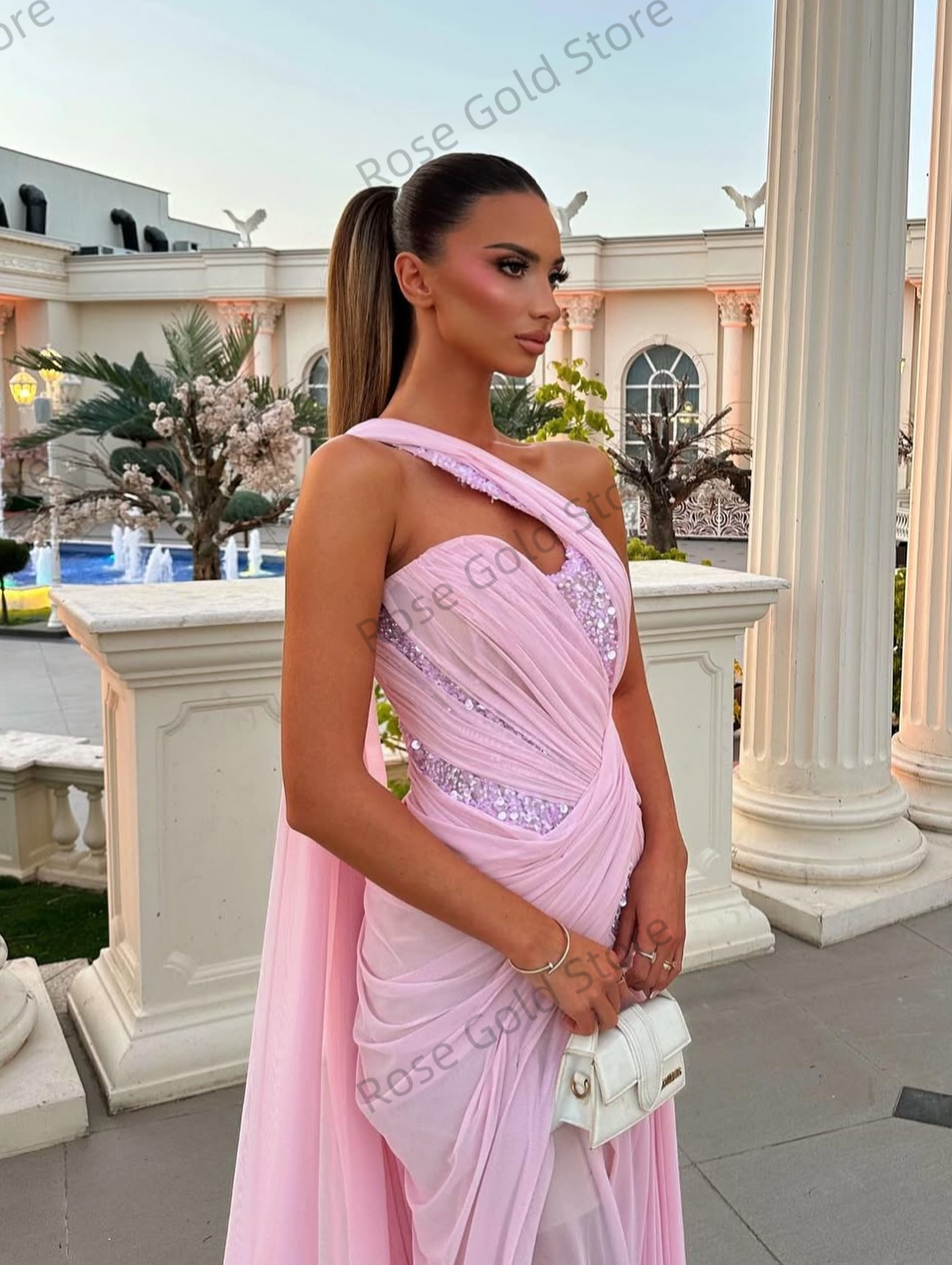Sexy Pink Mermaid Evening Dres - đánh giá và giá Formal Gala Wear Women