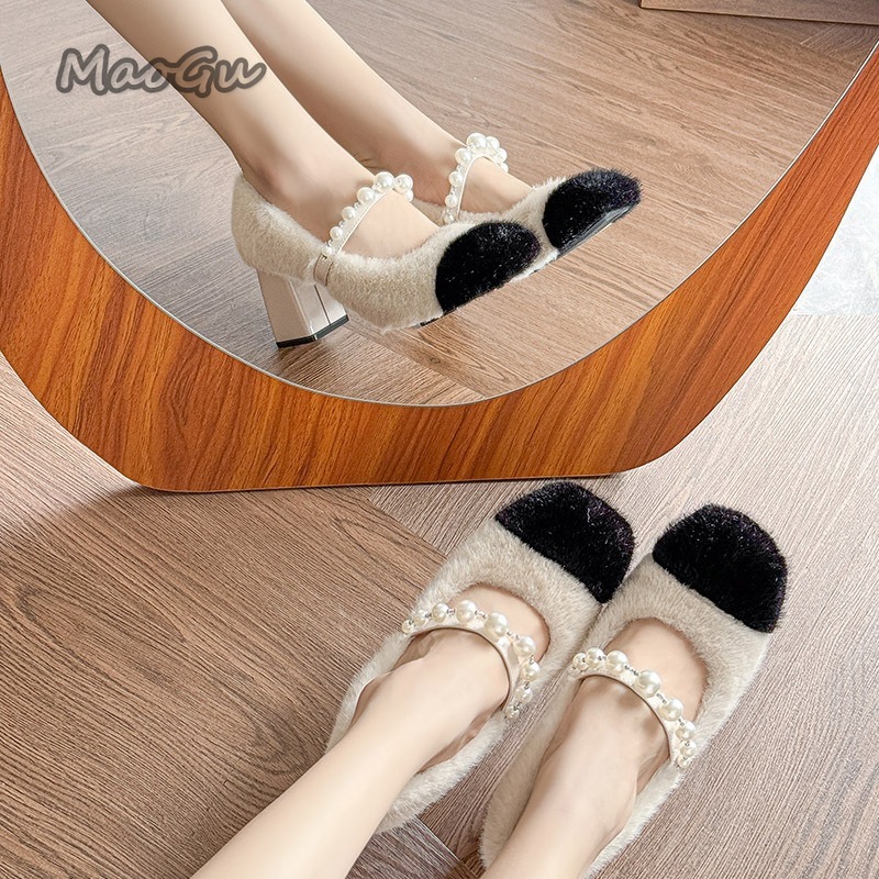 Chunky Heel Women's Furry Shoe - đánh giá và giá Women Formal Wear For Office