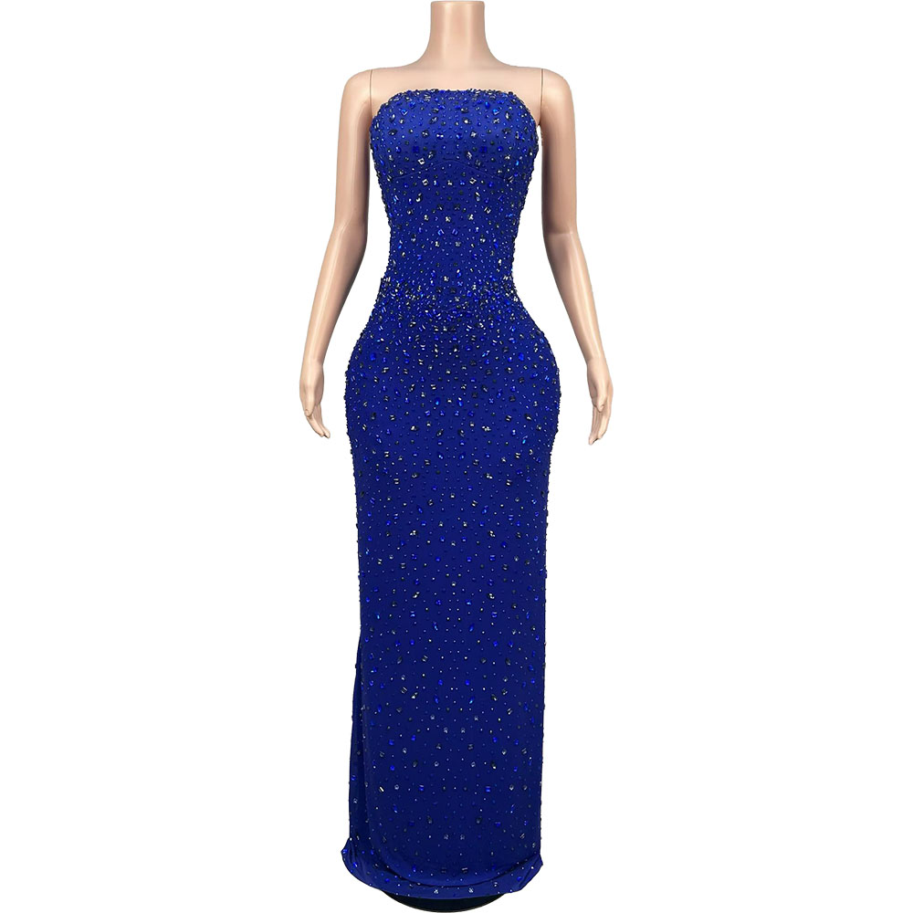 Sparkly Rhinestone Blue Strapl - đánh giá và giá Formal Gala Wear Women